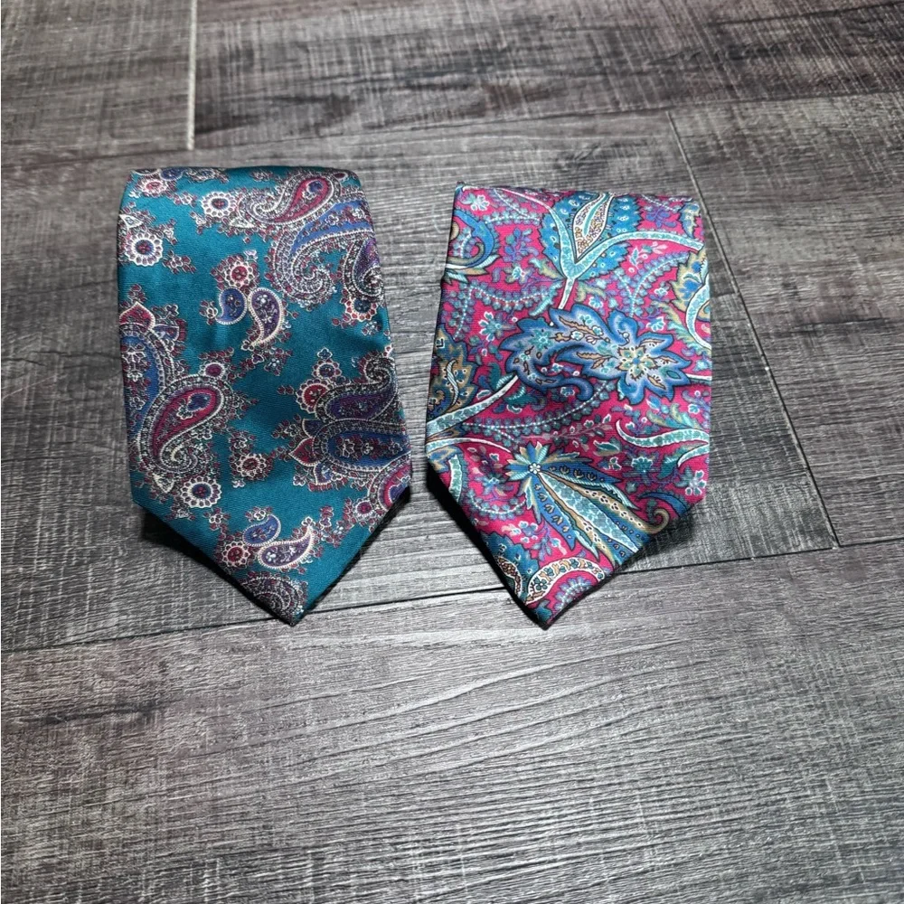 Dior Paisley Ties in Teal and Pink - Picture 1 of 7